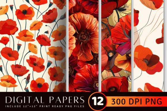 Abstract Poppy Digital Paper Backgrounds: Creative Solutions for Modern Designers