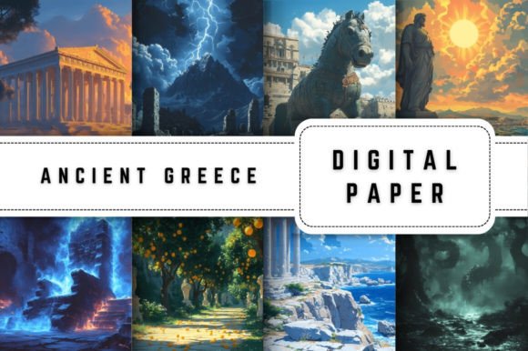 Ancient Greece Digital Paper Backgrounds for Modern Design