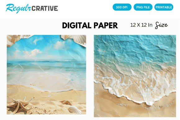 Beach Summer Digital Paper Backgrounds for Creative Projects