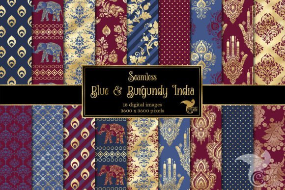 Blue and Burgundy India Backgrounds for Design