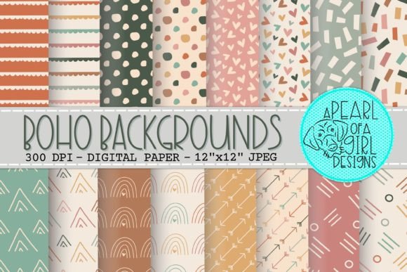 Boho Backgrounds Digital Paper, Rainbows: A Designer's Guide to Soft, Versatile Patterns
