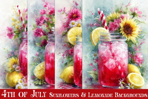 Celebrate with Style: July 4th Summer Lemonade Backgrounds S4