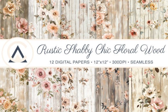 Charming Cute Shabby Chic Floral Wood Backgrounds