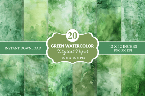 Elevate Your Designs: The Green Watercolor Backgrounds Bundle