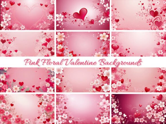 Elevate Your Designs with Pink Floral Valentine Backgrounds 2