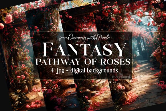 Enchanting Visuals with Fantasy Roses on the Path Backgrounds 4