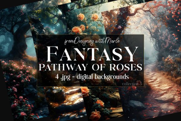 Fantasy Roses on the Path Backgrounds 3: A Creative Asset