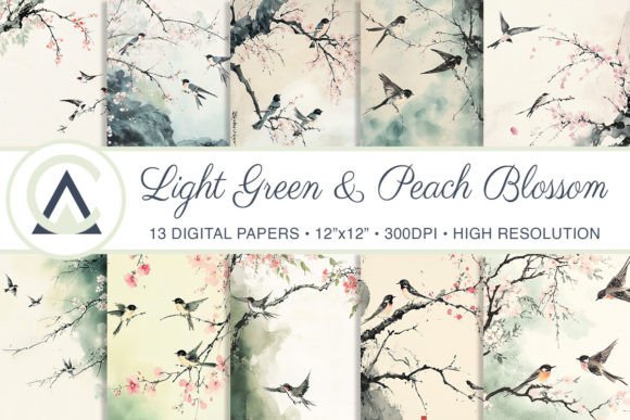 Green & Peach Blossom Birds Backgrounds: A Designer's Guide
