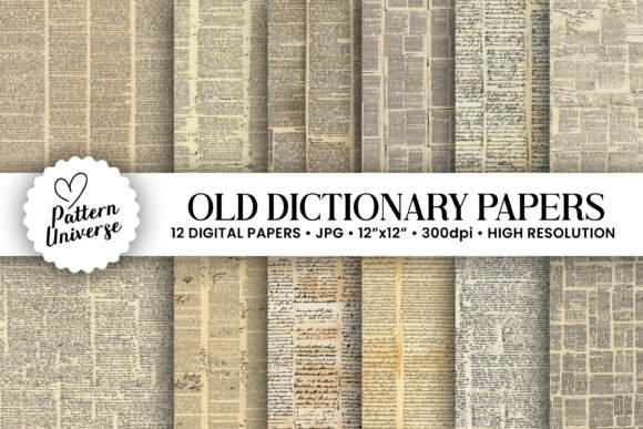 Old Dictionary Paper Backgrounds for Vintage Craft Projects