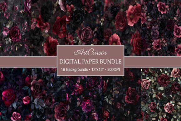 Rich, Moody Design with Burgundy & Black Velvet Rose Backgrounds