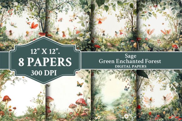 Sage Green Enchanted Forest Backgrounds: Nature-Inspired Digital Assets