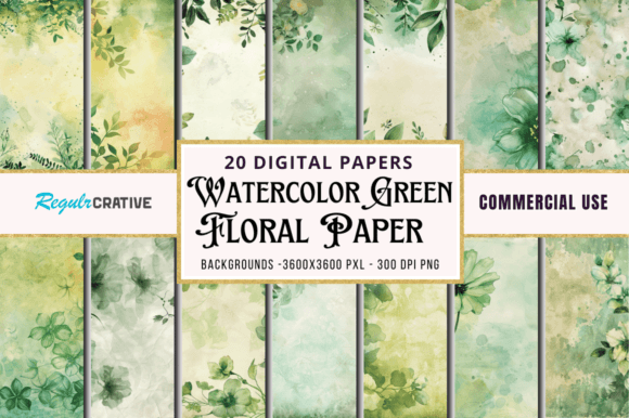 Timeless Elegance: The Vintage Green Flower Backgrounds Bundle