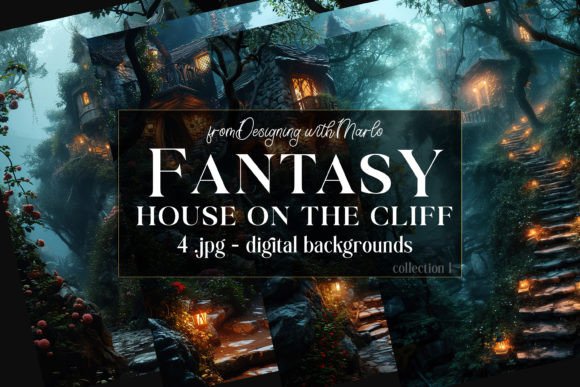 Transform Your Projects with Fantasy House on a Cliff Backgrounds